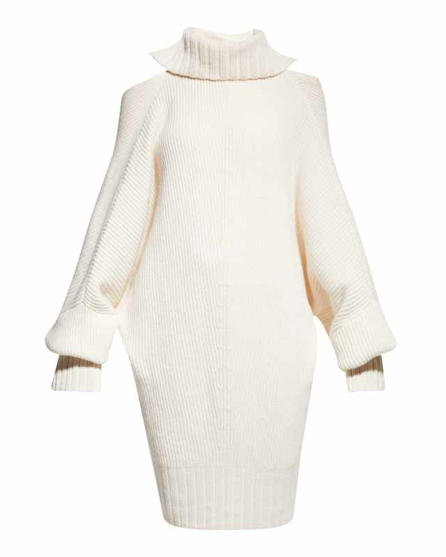 Rose Cold-Shoulder Wool-Cashmere Sweater Dress